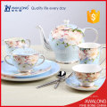 Grace Sweet design Light blue Fine Bone China Porcelain Luxury British Tea Dinner Set